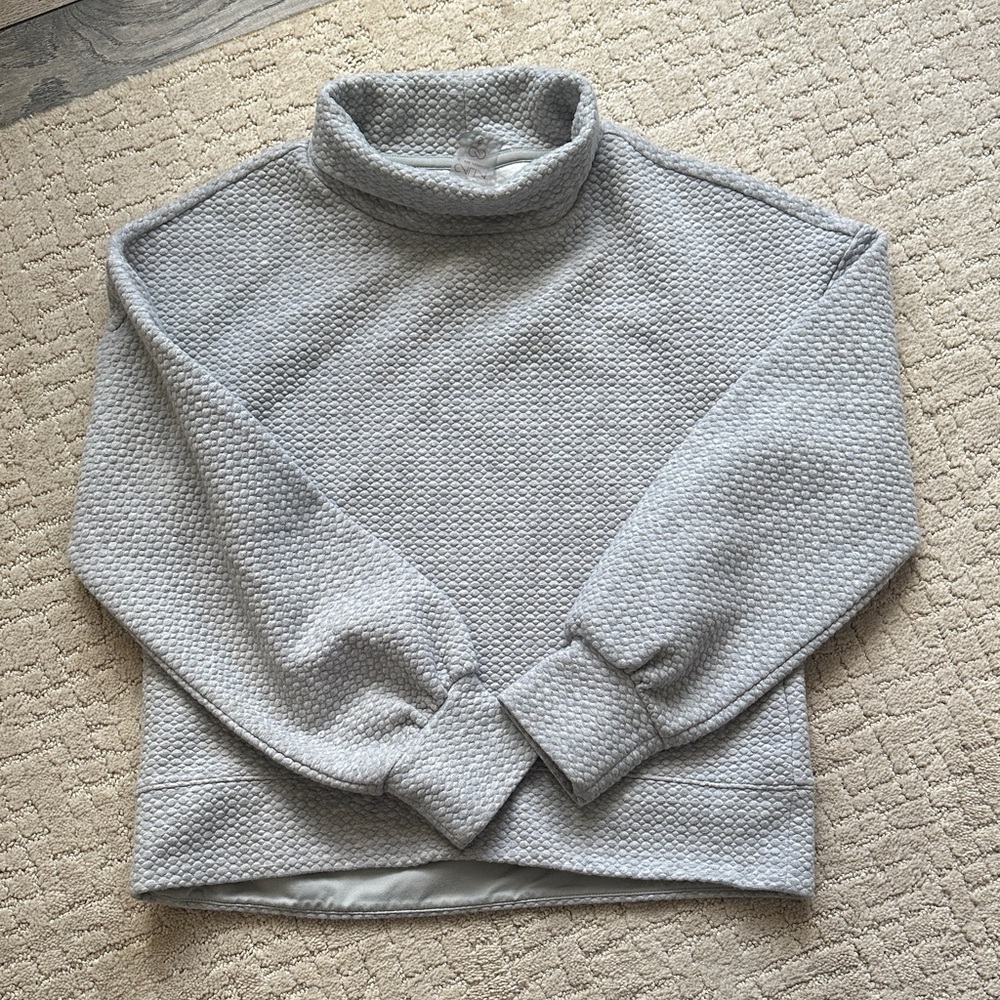 Calla Gray Textured Turtleneck Sweater Cropped